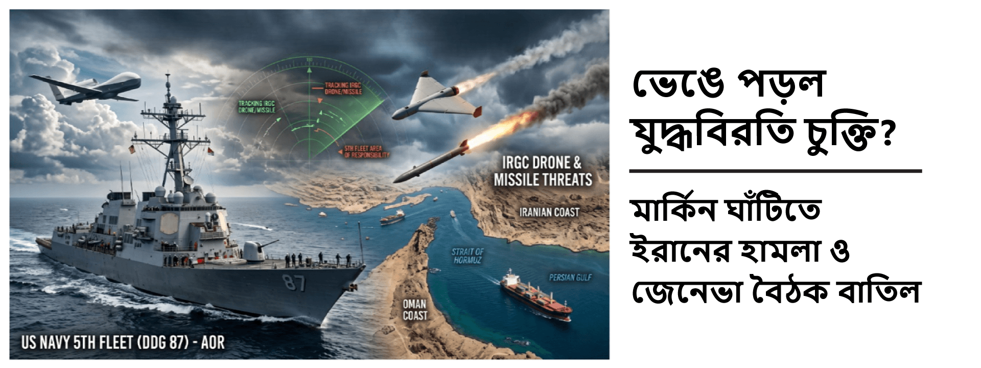 ভেঙে পড়ল যুদ্ধবিরতি চুক্তি? মার্কিন ঘাঁটিতে ইরানের হামলা ও জেনেভা বৈঠক বাতিল